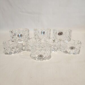 Vtg Set of 8 Gorham King Edward Crystal Cut Napkin Rings Scalloped Oval EUC